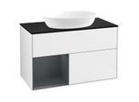 Villeroy und Boch Finion Waschtischunterschrank GA12HGGF 100cm, Abdeckplatte black matt, Emotion, Regale Midnight matt lacquer, Glossy white lacquer
