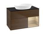 Villeroy und Boch Finion Waschtischunterschrank GA22PCGN 100cm, Abdeckplatte black matt, Emotion, Regale Oak Veneer, Walnut veneer