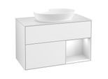Villeroy und Boch Finion Waschtischunterschrank GA21MTGF 100cm, Abdeckplatte white matt, Emotion, Regale White matt lacquer, Glossy white lacquer