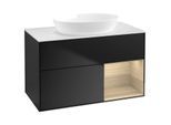 Villeroy und Boch Finion Waschtischunterschrank GA21PCPD 100cm, Abdeckplatte white matt, Emotion, Regale Oak Veneer, Black matt lacquer