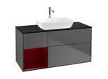Villeroy und Boch Finion Waschtischunterschrank G822HBGK 120cm, Abdeckplatte black matt, Emotion, Regale Peony matt lacquer, Anthracite matt