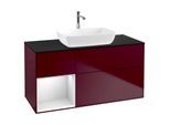 Villeroy und Boch Finion Waschtischunterschrank G822MTHB 120cm, Abdeckplatte black matt, Emotion, Regale White matt lacquer, Peony Matt