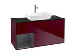 Villeroy und Boch Finion Waschtischunterschrank G822HGHB 120cm, Abdeckplatte black matt, Emotion, Regale Midnight matt lacquer, Peony Matt