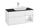 Villeroy und Boch Finion Waschtischunterschrank F832MTGF 120cm, Abdeckplatte black matt, Regale White matt lacquer, Glossy white lacquer