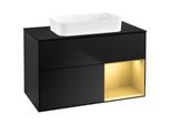 Villeroy und Boch Finion Waschtischunterschrank G662HFPD 100x60,3x50,1cm, Regal rechts Gold matt, Black matt lacquer