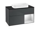 Villeroy und Boch Finion Waschtischunterschrank G662MTHG 100x60,3x50,1cm, Regal rechts White matt lacquer, Midnight Blue Matt Lacquer