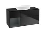 Villeroy und Boch Finion Waschtischunterschrank FA62HGPD 120cm, Abdeckplatte black matt, Regale Midnight matt lacquer, Black matt lacquer