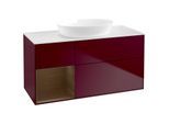 Villeroy und Boch Finion Waschtischunterschrank FA61GNHB 120cm, Abdeckplatte white matt, Regale Walnut Veneer, Peony Matt