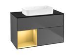 Villeroy und Boch Finion Waschtischunterschrank G652HFGK 100x60,3x50,1cm, Regal links Gold matt, Anthracite matt