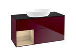 Villeroy und Boch Finion Waschtischunterschrank GA62PCHB 120cm, Abdeckplatte black matt, Emotion, Regale Oak Veneer, Peony Matt