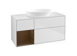 Villeroy und Boch Finion Waschtischunterschrank GA61GNMT 120cm, Abdeckplatte white matt, Emotion, Regale Walnut Veneer, White matt lacquer