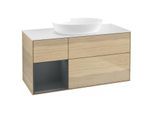 Villeroy und Boch Finion Waschtischunterschrank GA61HGPC 120cm, Abdeckplatte white matt, Emotion, Regale Midnight matt lacquer, Oak Veneer