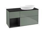 Villeroy und Boch Finion Waschtischunterschrank FA42PDGM 120cm, Abdeckplatte black matt, Regale Black matt lacquer, Olive Matt Lacquer