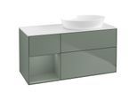Villeroy und Boch Finion Waschtischunterschrank FA41GMGM 120cm, Abdeckplatte white matt, Regale Olive matt lacquer, Olive Matt Lacquer