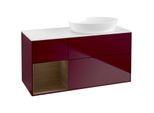 Villeroy und Boch Finion Waschtischunterschrank FA41GNHB 120cm, Abdeckplatte white matt, Regale Walnut Veneer, Peony Matt