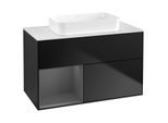Villeroy und Boch Finion Waschtischunterschrank G651GKPD 100x60,3x50,1cm, Regal links Anthracite matt, Black matt lacquer
