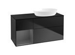 Villeroy und Boch Finion Waschtischunterschrank GA42GKPD 120cm, Abdeckplatte black matt, Emotion, Regale Anthracite matt lacquer, Black matt lacquer