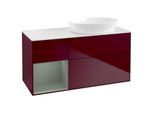 Villeroy und Boch Finion Waschtischunterschrank GA41GMHB 120cm, Abdeckplatte white matt, Emotion, Regale Olive matt lacquer, Peony Matt