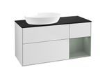 Villeroy und Boch Finion Waschtischunterschrank FA52GMMT 120cm, Abdeckplatte black matt, Regale Olive matt lacquer, White matt lacquer