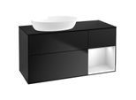 Villeroy und Boch Finion Waschtischunterschrank FA52MTPD 120cm, Abdeckplatte black matt, Regale White matt lacquer, Black matt lacquer