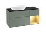 Villeroy und Boch Finion Waschtischunterschrank FA52HFGM 120cm, Abdeckplatte black matt, Regale Gold matt lacquer, Olive Matt Lacquer