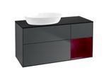 Villeroy und Boch Finion Waschtischunterschrank FA52HBHG 120cm, Abdeckplatte black matt, Regale Peony matt lacquer, Midnight Blue Matt Lacquer