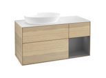 Villeroy und Boch Finion Waschtischunterschrank FA51GKPC 120cm, Abdeckplatte white matt, Regale Anthracite matt lacquer, Oak Veneer