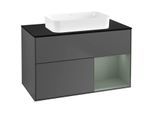 Villeroy und Boch Finion Waschtischunterschrank F662GMGK 100x60,3x50,1cm, Regal rechts Olive Matt Lacquer, Anthracite matt