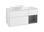 Villeroy und Boch Finion Waschtischunterschrank FA51GKGF 120cm, Abdeckplatte white matt, Regale Anthracite matt lacquer, Glossy white lacquer