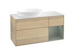 Villeroy und Boch Finion Waschtischunterschrank FA51GMPC 120cm, Abdeckplatte white matt, Regale Olive matt lacquer, Oak Veneer