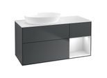 Villeroy und Boch Finion Waschtischunterschrank FA51MTHG 120cm, Abdeckplatte white matt, Regale White matt lacquer, Midnight Blue Matt Lacquer