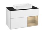 Villeroy und Boch Finion Waschtischunterschrank F662PCGF 100x60,3x50,1cm, Regal rechts Oak Veneer, Glossy white lacquer