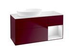 Villeroy und Boch Finion Waschtischunterschrank FA51MTHB 120cm, Abdeckplatte white matt, Regale White matt lacquer, Peony Matt