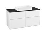 Villeroy und Boch Finion Waschtischunterschrank F67200GF 120x60,3x50,1cm, Glass Black Matt, Glossy white lacquer