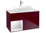 Villeroy und Boch Finion Waschtischunterschrank F771MTHB 100cm, Abdeckplatte white matt, Regale White matt lacquer, Peony Matt