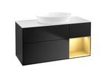 Villeroy und Boch Finion Waschtischunterschrank GA71HFPD 120cm, Abdeckplatte white matt, Emotion, Regale Gold matt lacquer, Black matt lacquer