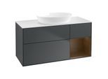 Villeroy und Boch Finion Waschtischunterschrank GA71GNHG 120cm, Abdeckplatte white matt, Emotion, Regale Walnut Veneer, Midnight Blue Matt Lacquer