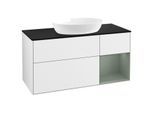 Villeroy und Boch Finion Waschtischunterschrank GA72GMGF 120cm, Abdeckplatte black matt, Emotion, Regale Olive matt lacquer, Glossy white lacquer