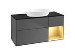 Villeroy und Boch Finion Waschtischunterschrank GA72HFGK 120cm, Abdeckplatte black matt, Emotion, Regale Gold matt lacquer, Anthracite matt