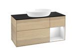 Villeroy und Boch Finion Waschtischunterschrank GA72MTPC 120cm, Abdeckplatte black matt, Emotion, Regale White matt lacquer, Oak Veneer