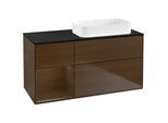 Villeroy und Boch Finion Waschtischunterschrank F682GNGN 120x60,3x50,1cm, Regal links Walnut veneer, Walnut veneer