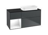 Villeroy und Boch Finion Waschtischunterschrank F682GFHG 120x60,3x50,1cm, Regal links Glossy white lacquer, Midnight Blue Matt Lacquer