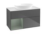 Villeroy und Boch Finion Waschtischunterschrank FA11GMGK 100cm, Abdeckplatte white matt, Regale Olive matt lacquer, Anthracite matt