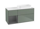 Villeroy und Boch Finion Waschtischunterschrank F681GKGM 120x60,3x50,1cm, Regal links Anthracite matt, Olive Matt Lacquer