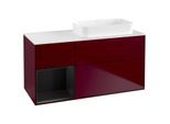 Villeroy und Boch Finion Waschtischunterschrank F681PDHB 120x60,3x50,1cm, Regal links Black matt lacquer, Peony Matt