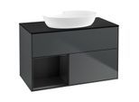 Villeroy und Boch Finion Waschtischunterschrank FA12PDHG 100cm, Abdeckplatte black matt, Regale Black matt lacquer, Midnight Blue Matt Lacquer