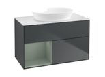 Villeroy und Boch Finion Waschtischunterschrank FA11GMHG 100cm, Abdeckplatte white matt, Regale Olive matt lacquer, Midnight Blue Matt Lacquer