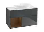 Villeroy und Boch Finion Waschtischunterschrank FA11GNHG 100cm, Abdeckplatte white matt, Regale Walnut Veneer, Midnight Blue Matt Lacquer