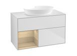 Villeroy und Boch Finion Waschtischunterschrank FA11PCMT 100cm, Abdeckplatte white matt, Regale Oak Veneer, White matt lacquer