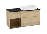 Villeroy und Boch Finion Waschtischunterschrank G682GNPC 120x60,3x50,1cm, Regal links Walnut veneer, Oak Veneer